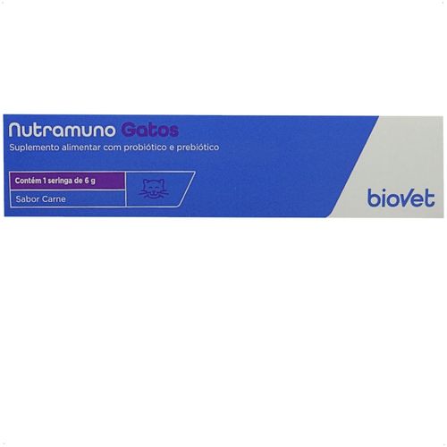 NUTRAMUNO SUPLEMENTO ALIMENTAR PARA GATOS COM 6G SABOR CARNE BIOVET